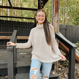 Oatmeal Long Sleeve Turtle Neck Top