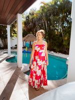 Hot Pink Floral Tie Tiered Maxi Dress