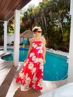 Hot Pink Floral Tie Tiered Maxi Dress