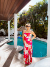 Hot Pink Floral Tie Tiered Maxi Dress