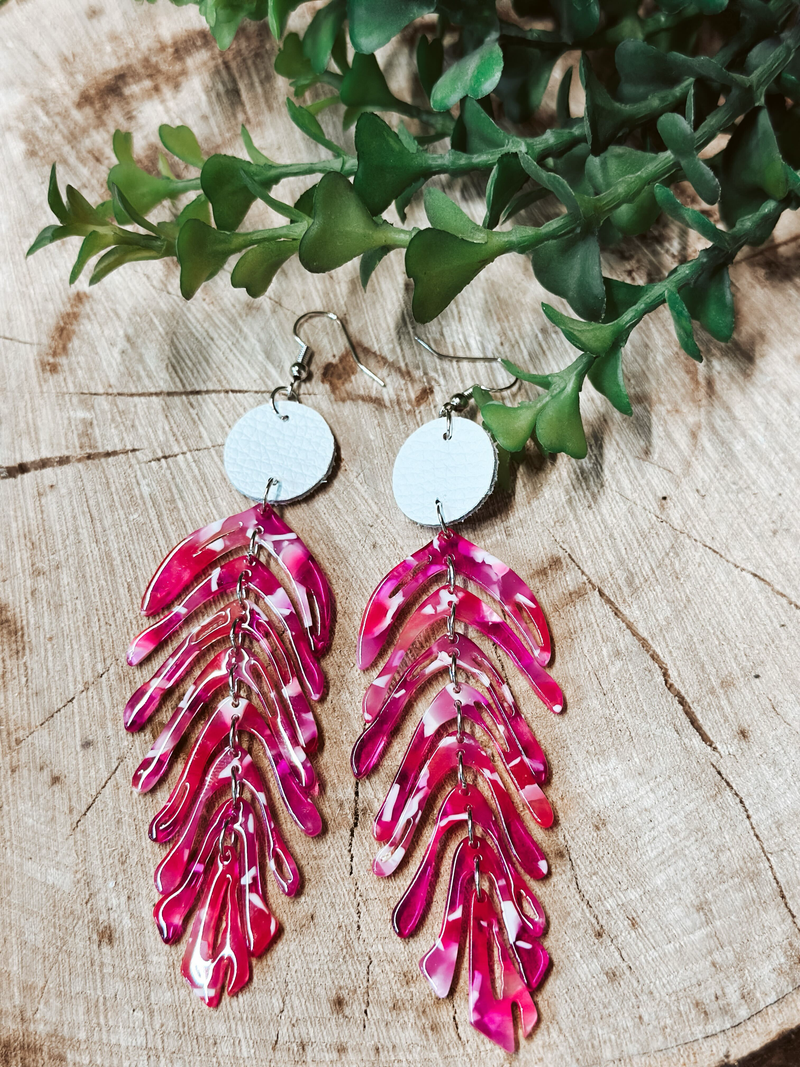 Hot Pink Palm Acrylic Drop