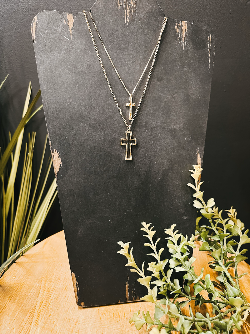 Gold Metal Double Layered Cross