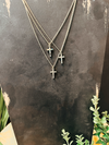 Gold Rhinestone Cross Pendant Necklace