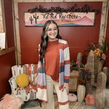 Mauve + Rust Colorblock Cardi