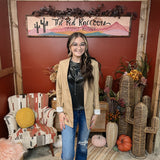 Pecan Oversized Linen Open Blazer