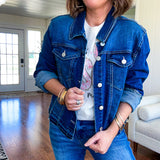 Dark Released Hem Denim Jacket