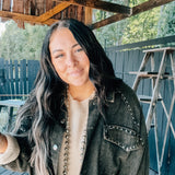 Black Washed Denim Studded Shacket