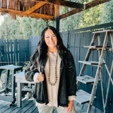 Black Washed Denim Studded Shacket