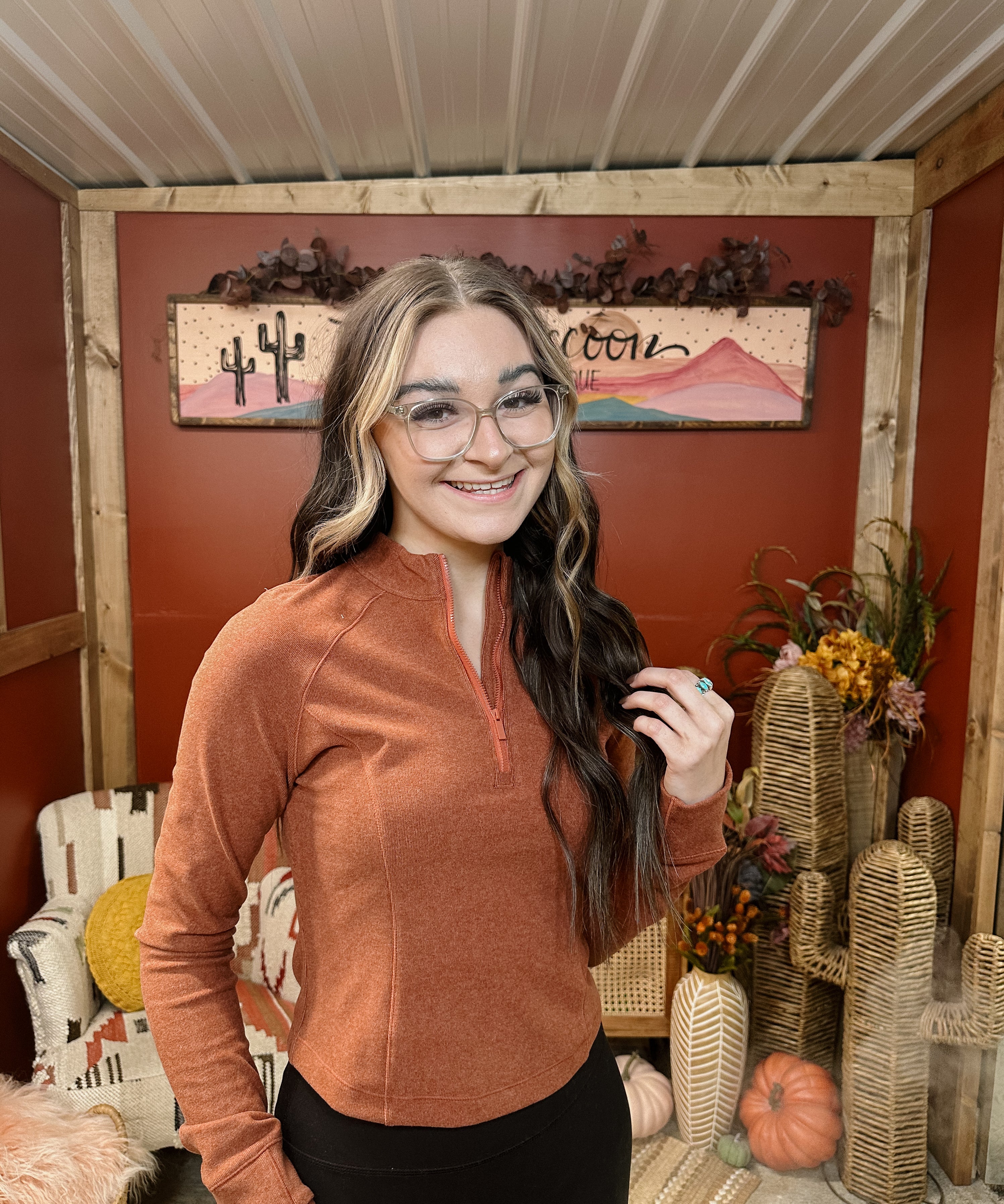 Rib Brush Mock Neckline L/S 1/4 Zip