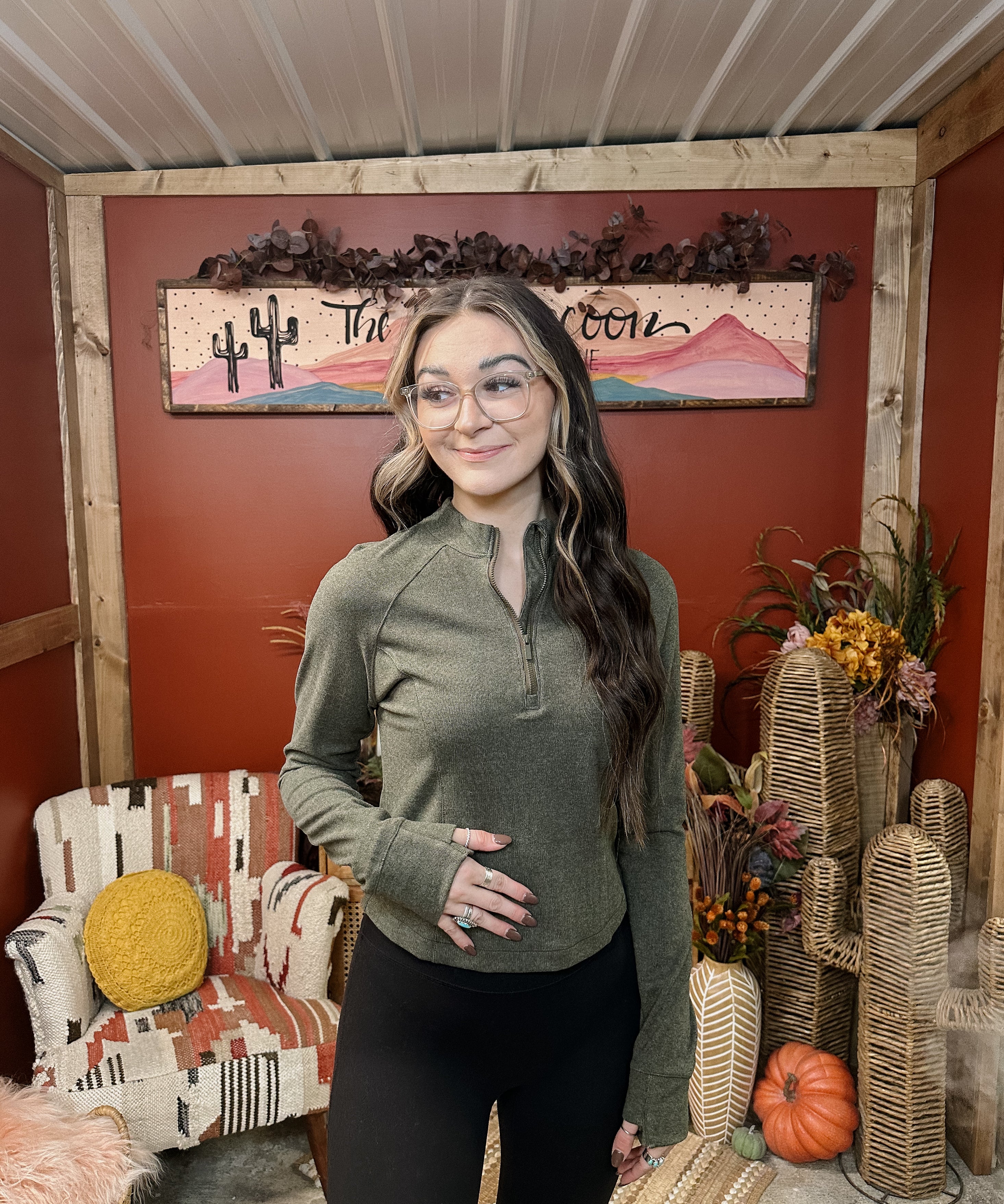 Rib Brush Mock Neckline L/S 1/4 Zip