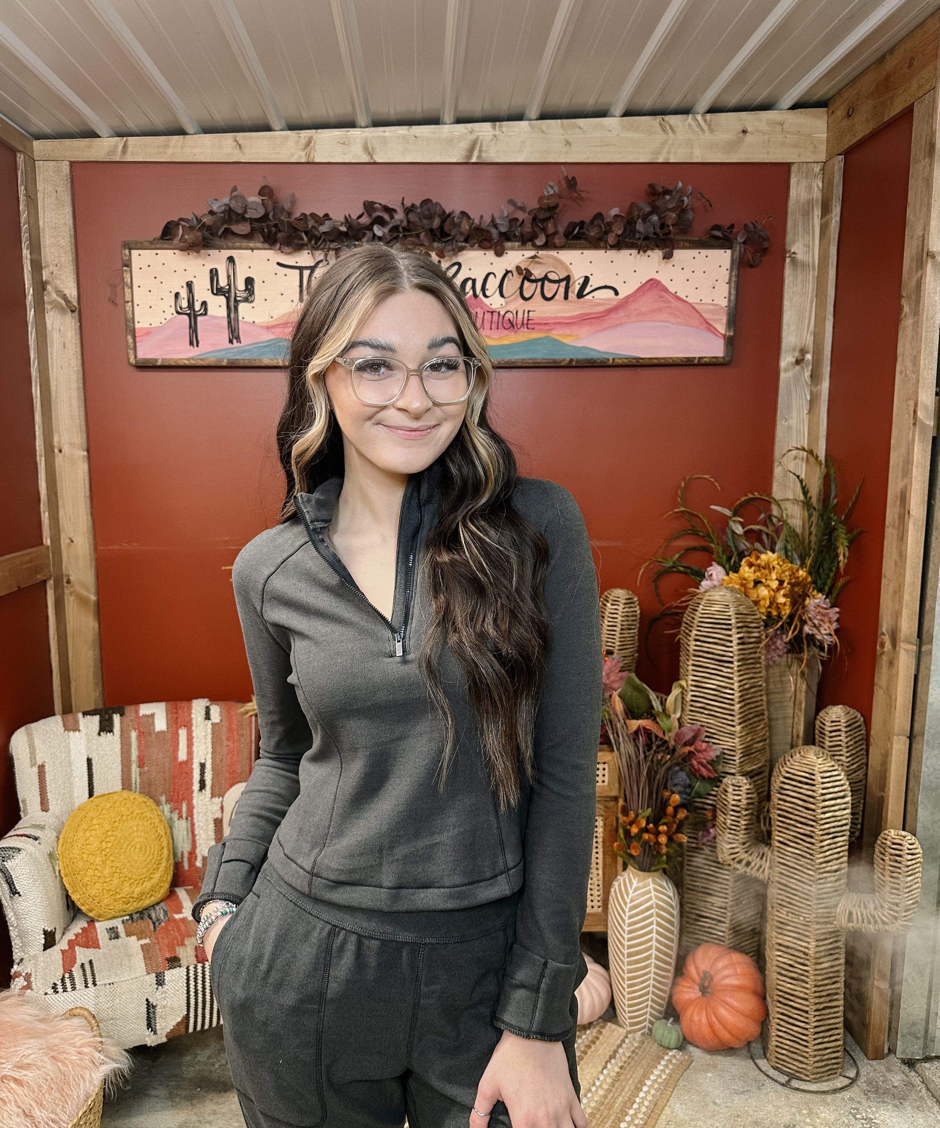 Rib Brush Mock Neckline L/S 1/4 Zip