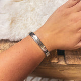 Subtle Silver Hammered Hinge Bangle