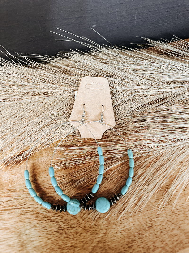 Turq Cylinder XL Circle Drop Earring