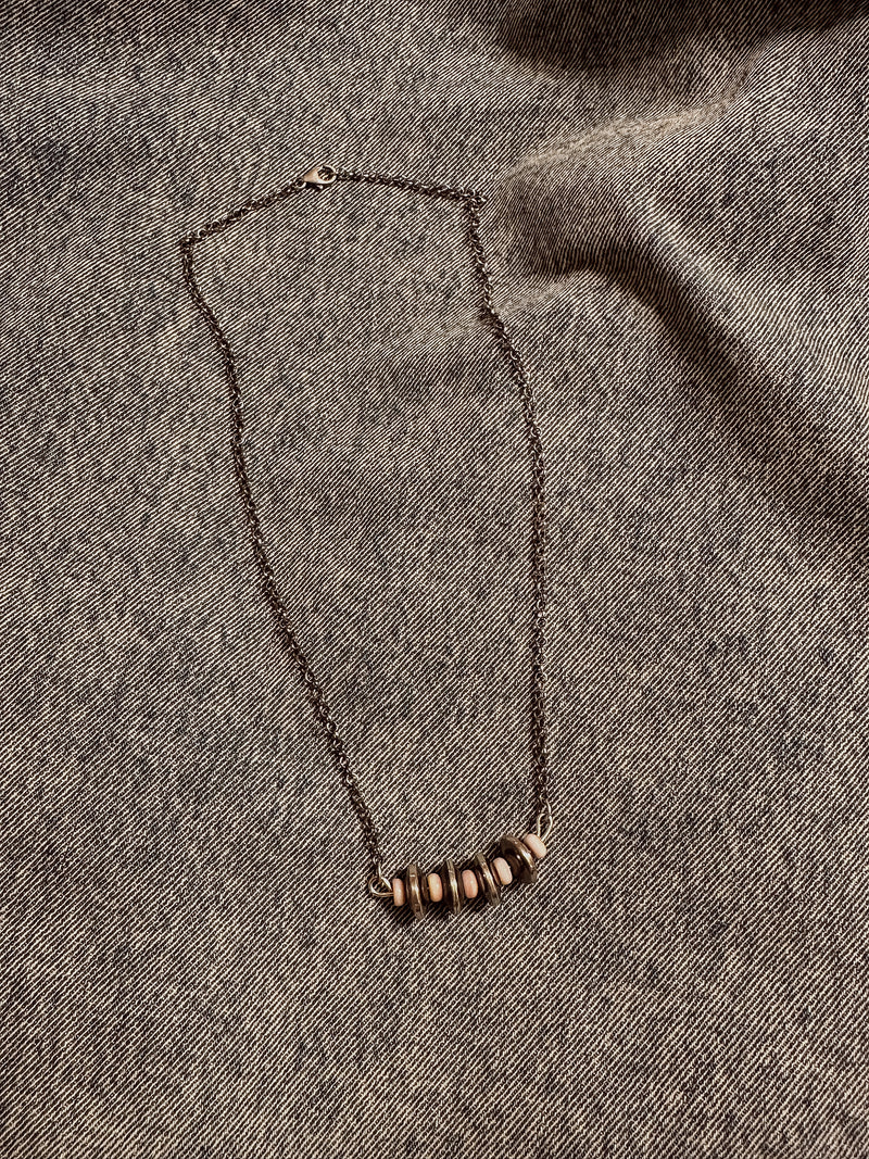 Pink Conch + Cylinder Alternating Necklace