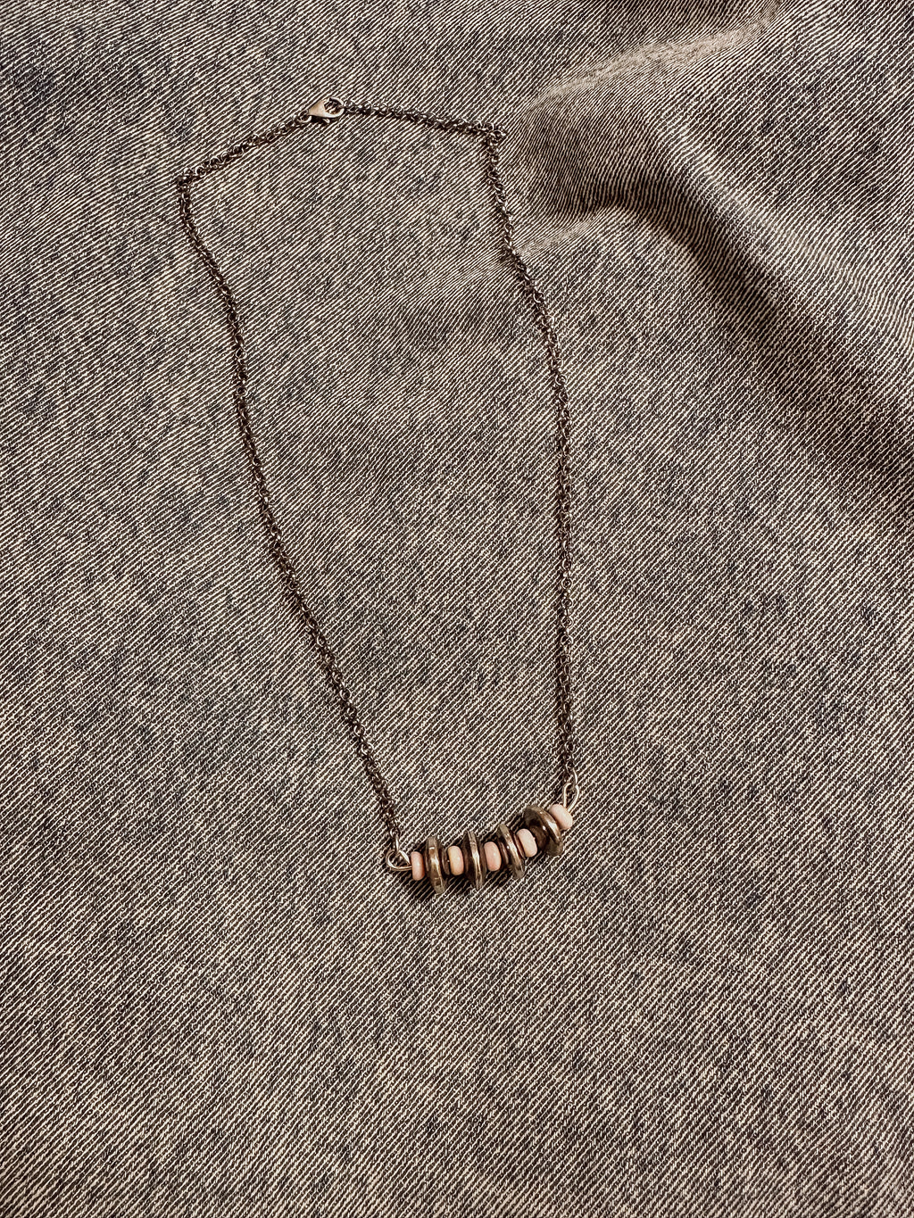 Pink Conch + Cylinder Alternating Necklace
