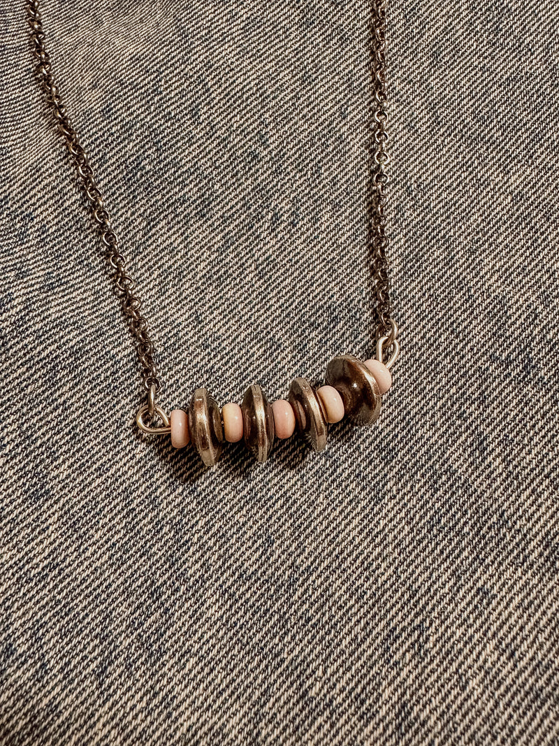Pink Conch + Cylinder Alternating Necklace