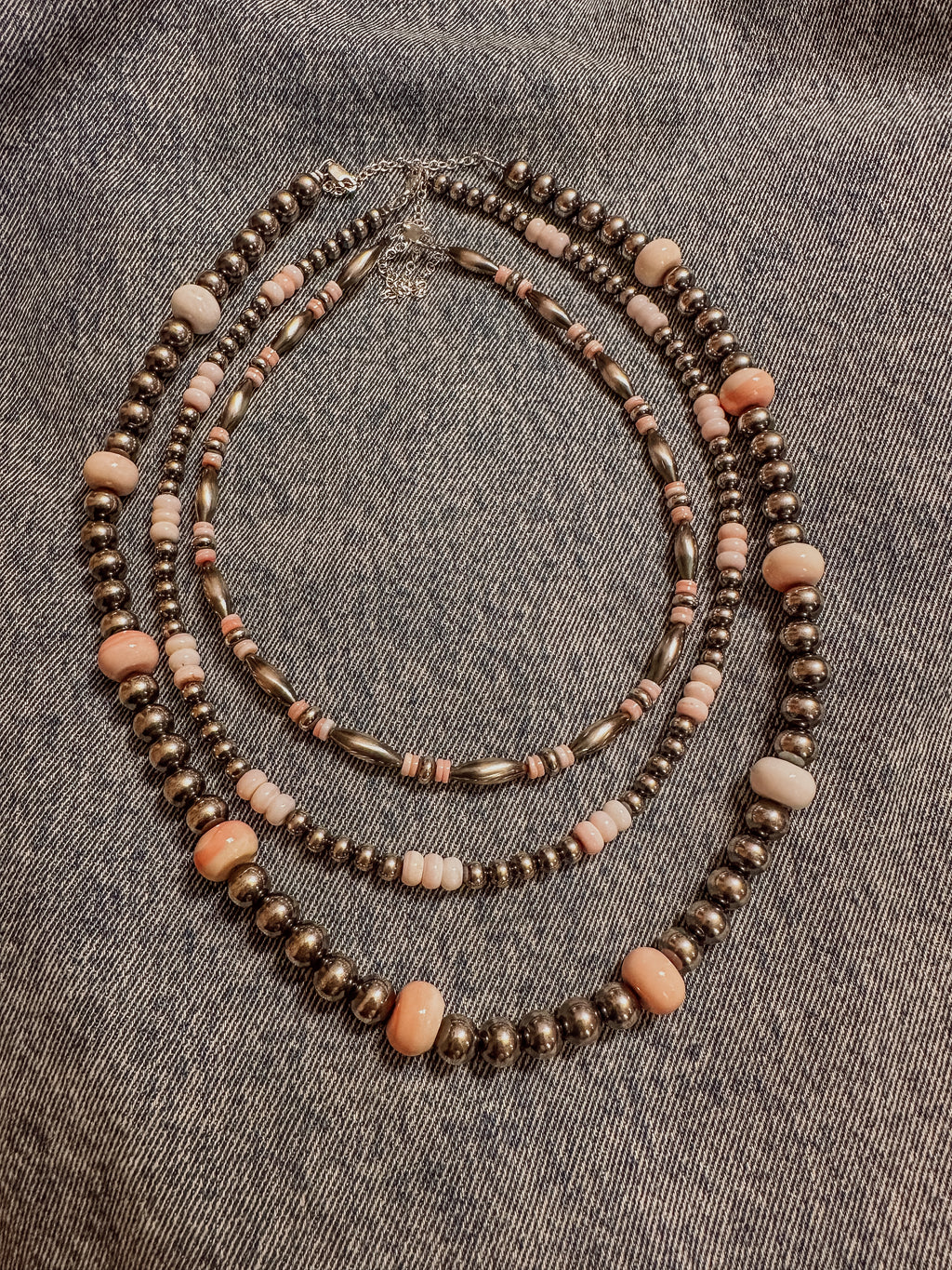 Torpedo Pink Conch + Sterling Silver Pearls | 14"