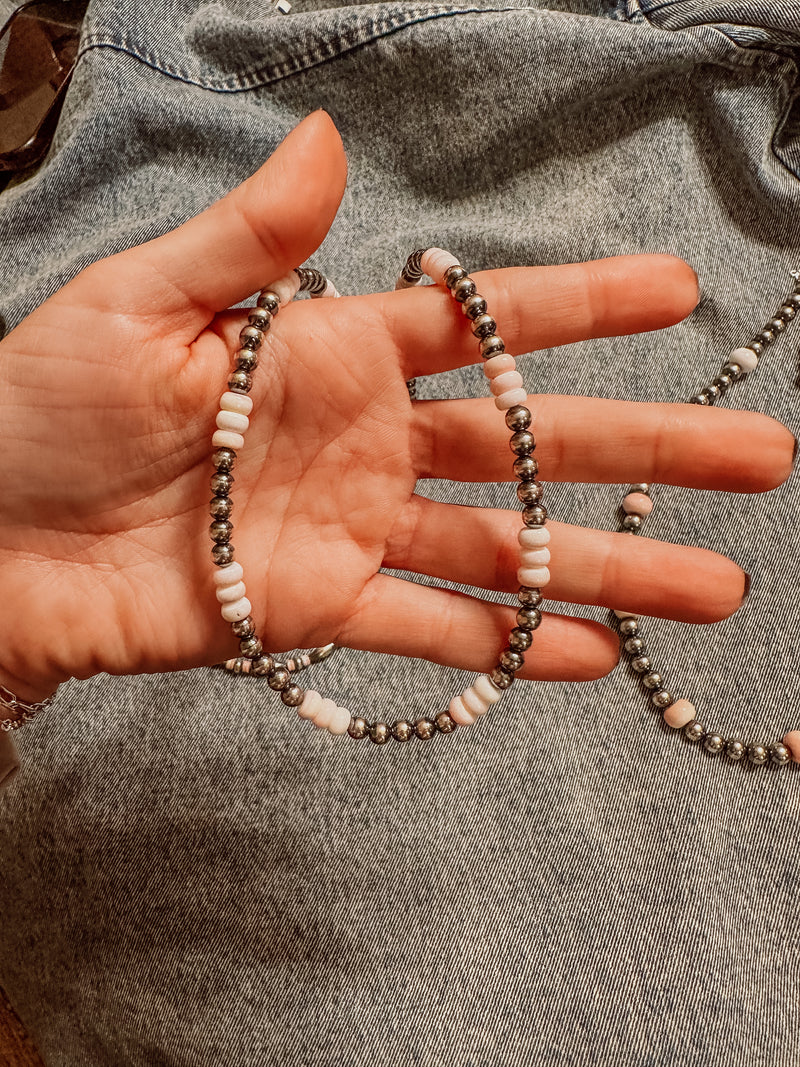 5mm Pink Conch Sterling Silver Pearl Necklace | 18"