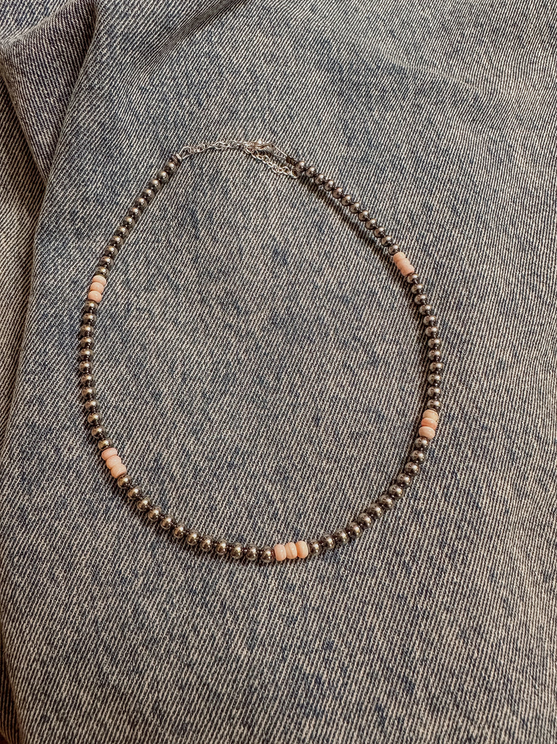 4mm Sterling Silver Pink Conch Choker Necklace | 14"