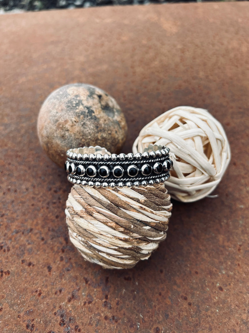 Onyx Triple Ball Inlay Rope Cuff