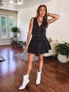 Ash Black Embroidered Flutter Skirt