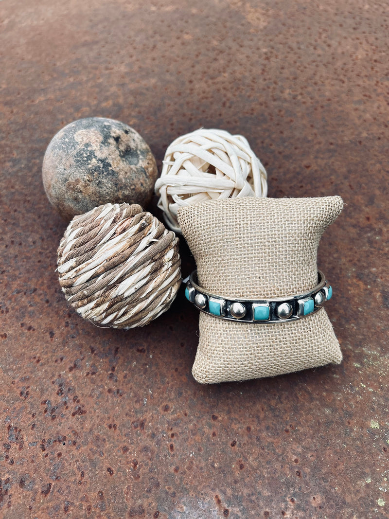 Square + Circle Mix SS & Turq Bangle