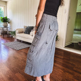 Washed Emerald Cargo Skirt