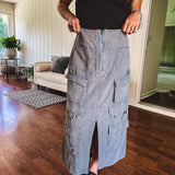 Washed Emerald Cargo Skirt