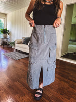 Washed Emerald Cargo Skirt