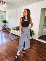 Washed Emerald Cargo Skirt