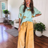 Camel Yellow Mineral Wash Wide Leg Utility Pant