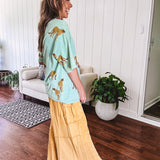 Camel Yellow Mineral Wash Wide Leg Utility Pant