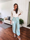 Powder Mint Eyelet Patch Jogger