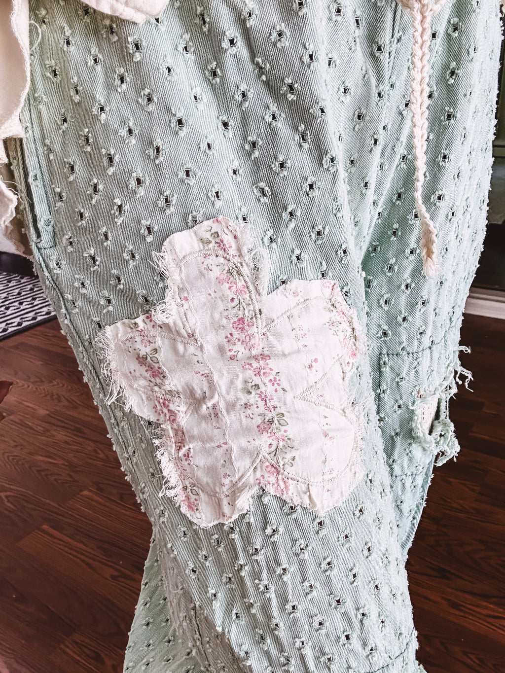 Powder Mint Eyelet Patch Jogger