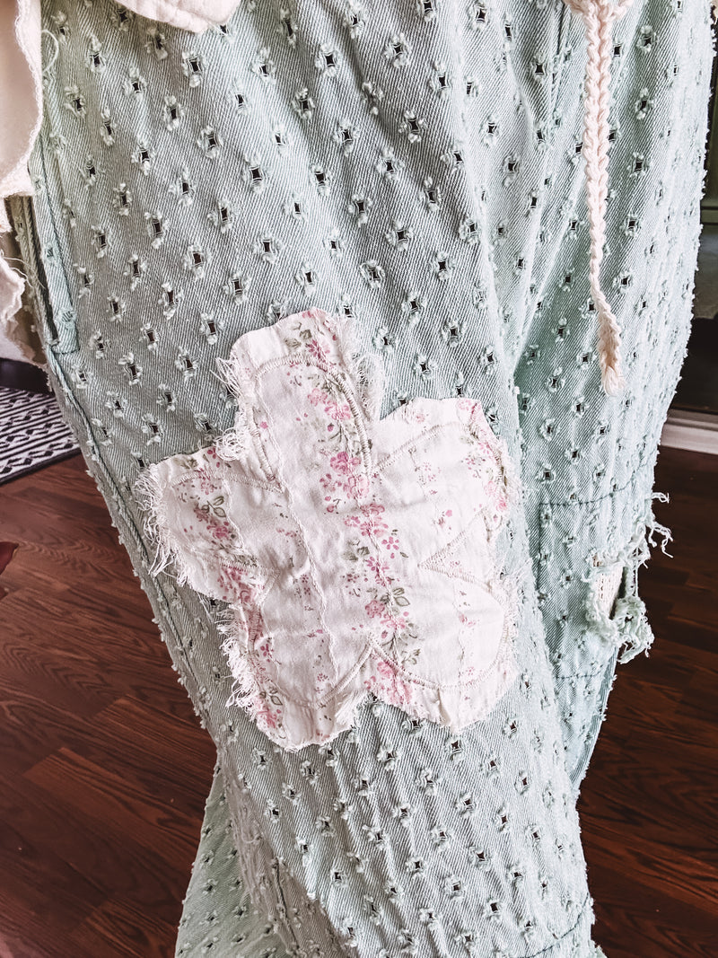 Powder Mint Eyelet Patch Jogger
