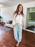 Powder Mint Eyelet Patch Jogger