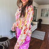 Moss + Rust Cacti Button Up Blouse