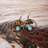 Brass Mix Boheme Turq Circle Drop Earring