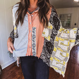 Thermal Mix Patch Paisley Button Shacket