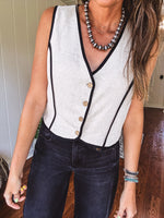 Oatmeal Contrast Edge Button Down Vest
