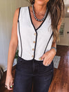 Oatmeal Contrast Edge Button Down Vest