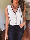 Oatmeal Contrast Edge Button Down Vest