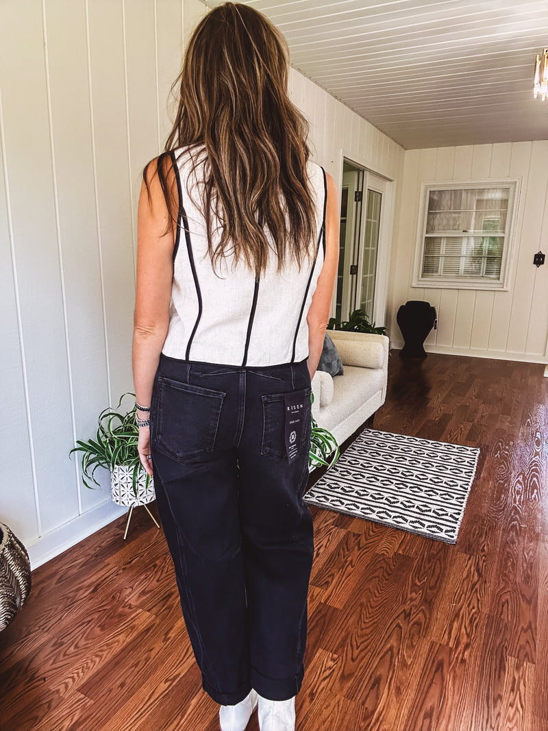 Oatmeal Contrast Edge Button Down Vest