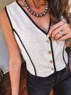 Oatmeal Contrast Edge Button Down Vest