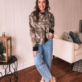 Cute in Camo Denim Stud Detail Jacket