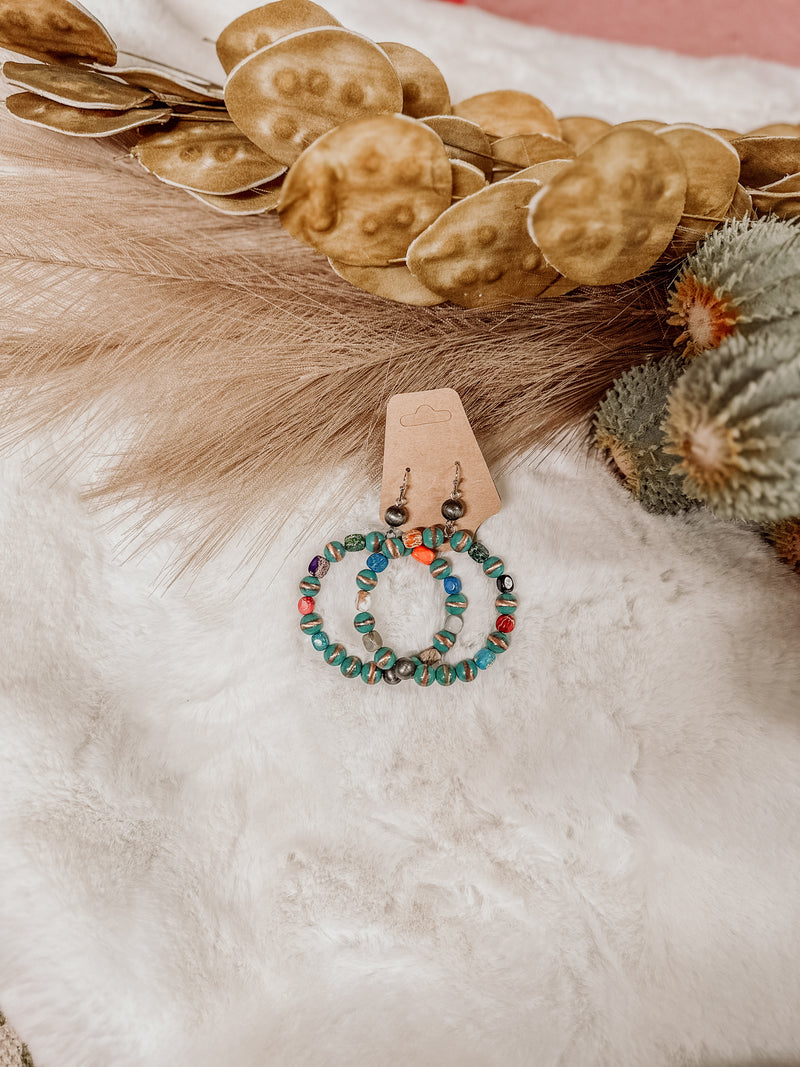 Turq Circle Mix Bead Earring
