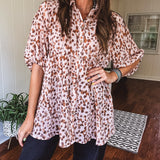 Light Mauve Leo Crinkle Fabric Button Front