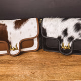 Shell Black & White Cowhide Purse