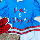 Stars & Stripes Blue Sequin Patch Tee