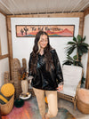 Black Metallic Leo Lined Windbreaker